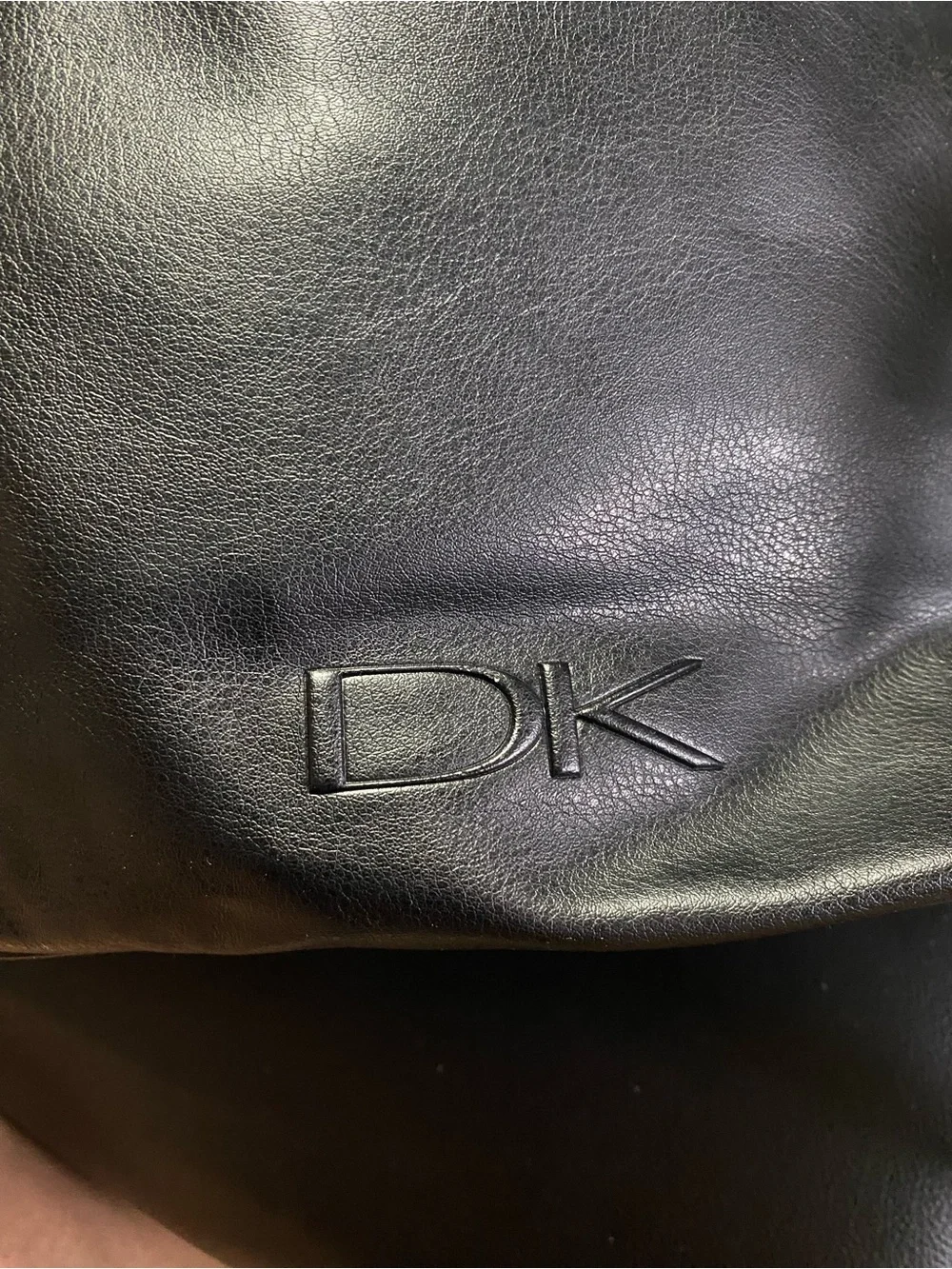 Donna Karan Signature Cashmere Collection Black Faux Leather Shoulder Bag